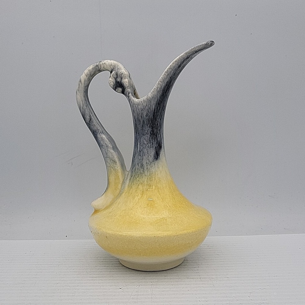 1970 Art Pottery Newby Pitcher Vase Glazed Yellow Mid‎ Century Mode
